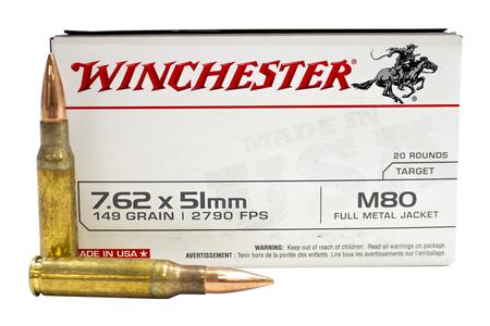 Winchester 7.62x51mm 149 gr FMJ Lead Core M80 20/Box