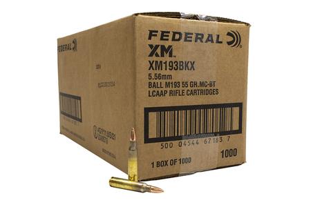 FEDERAL AMMUNITION 5.56mm 55 gr FMJ BT XM193 American Eagle 1000 Round Case (Loose)