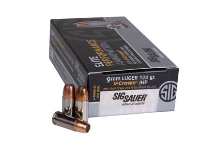 SIG SAUER 9mm Luger 124 gr JHP Elite V-Crown 50/Box