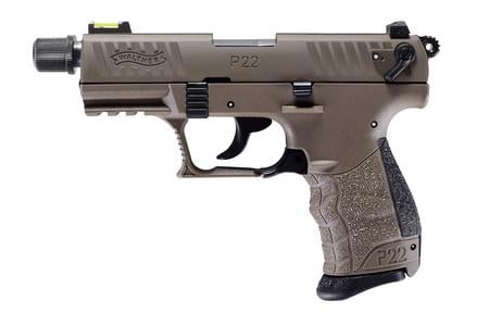 Walther P22Q 22 LR Rimfire Pistol with Flat Dark Earth Finish and Threaded Barrel