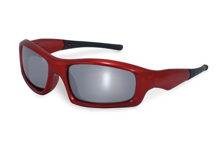 SKAGIT SAFETY GLASSES WITH RED FRAMES AND MIRRORED LENSES