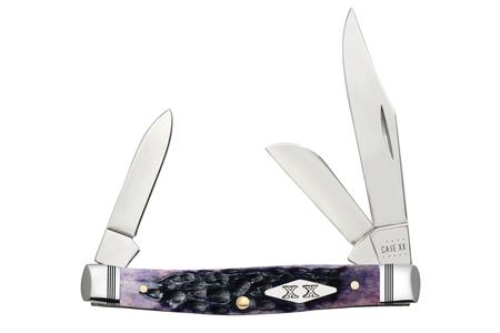 PURPLE BONE MEDIUM STOCKMAN MULTI BLADE POCKET KNIFE