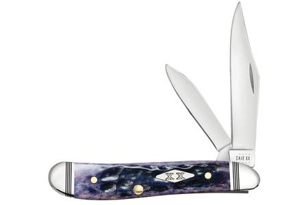 PURPLE BONE PEANUT DUAL BLADE POCKET KNIFE