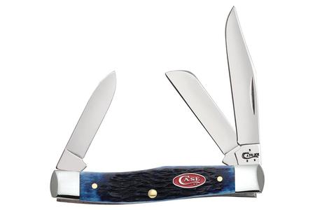 NAVY BLUE BONE ROGERS JIF MEDIUM STOCKMAN MULTI BLADE POCKET KNIFE