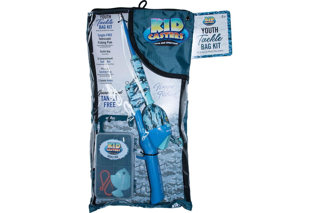 Discount Kid Casters Blue Camo Tackle Bag Kit with Telescopic No