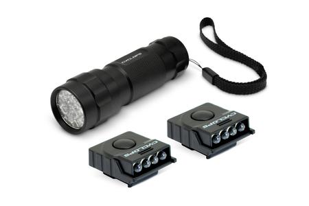 COMBO 14-LED FLASHLIGHT W/2 LED HAT CLIPS