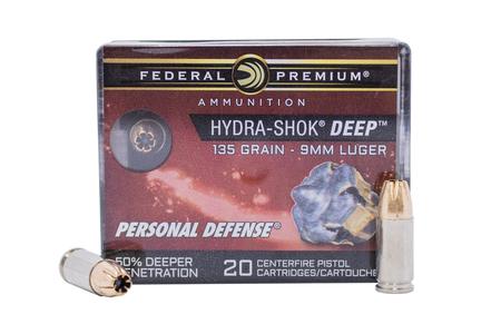 9MM 135 GR HP HYDRA-SHOK DEEP 20/BOX