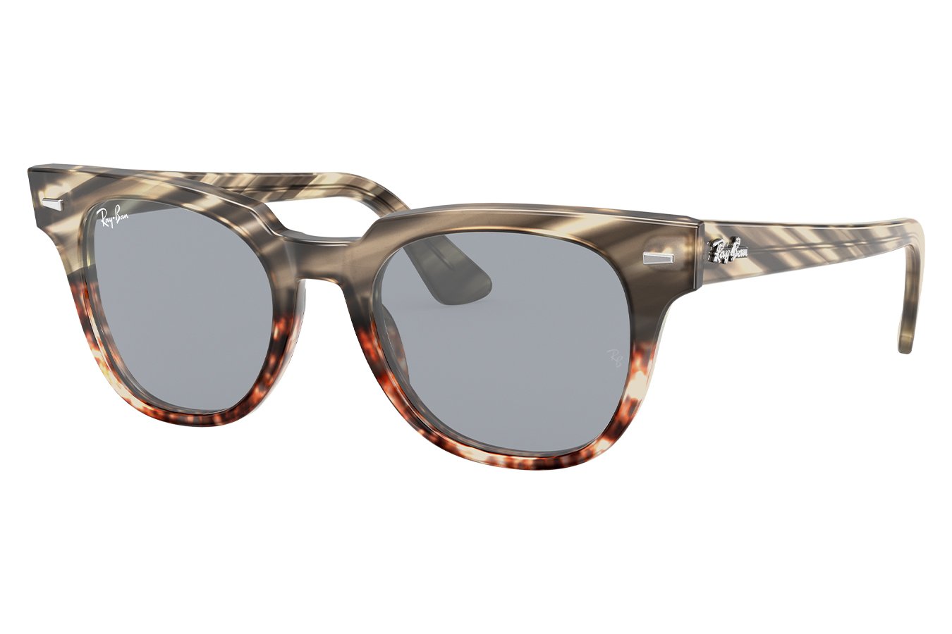 Ray-Ban Meteor Striped Havana  with Striped Frame and Blue Lenses