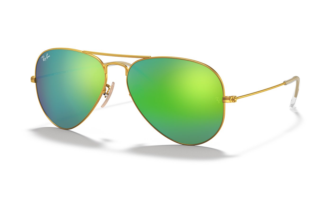 Ray-Ban Aviator with Polished Gold Frame and Green Flash Lenses