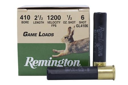 Remington 410 Bore 2-1/2 in 1/2 oz 6 Shot Game Loads 20/Box