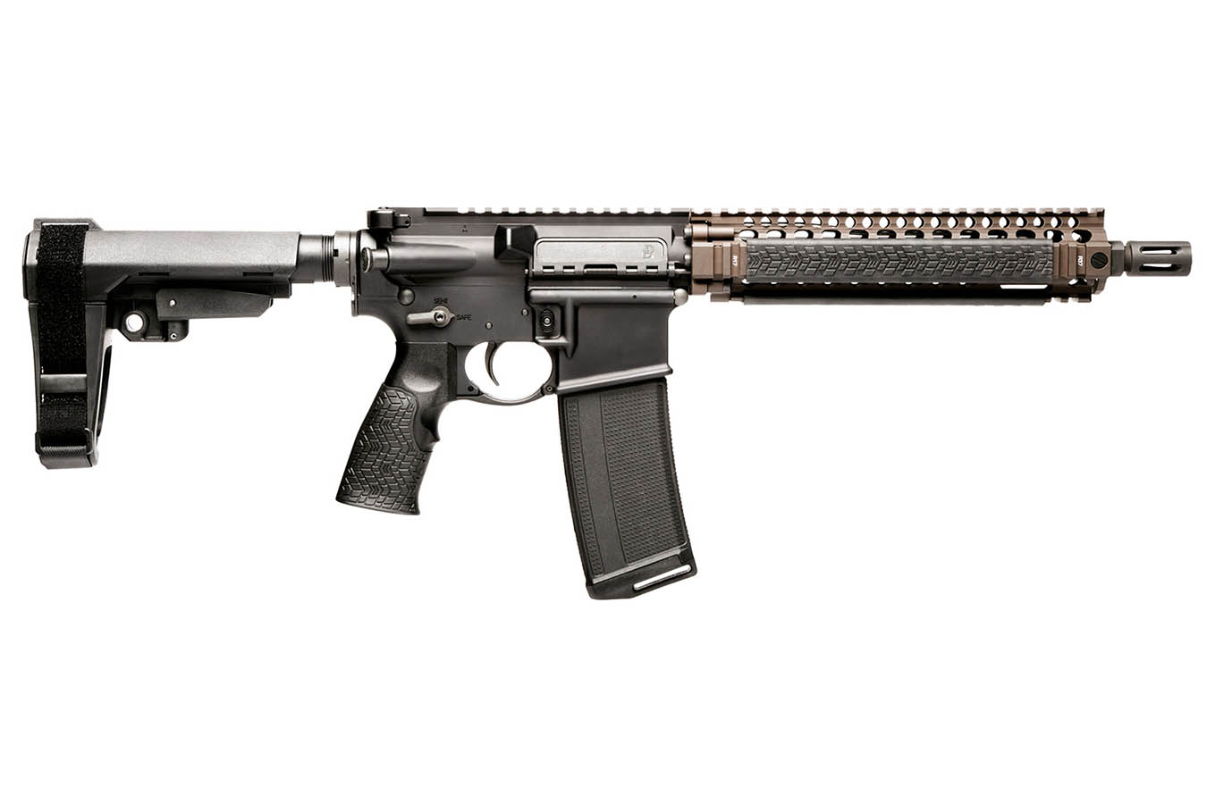 DANIEL DEFENSE MK18 5.56 NATO Pistol with Stabilizing Brace and FDE Rail