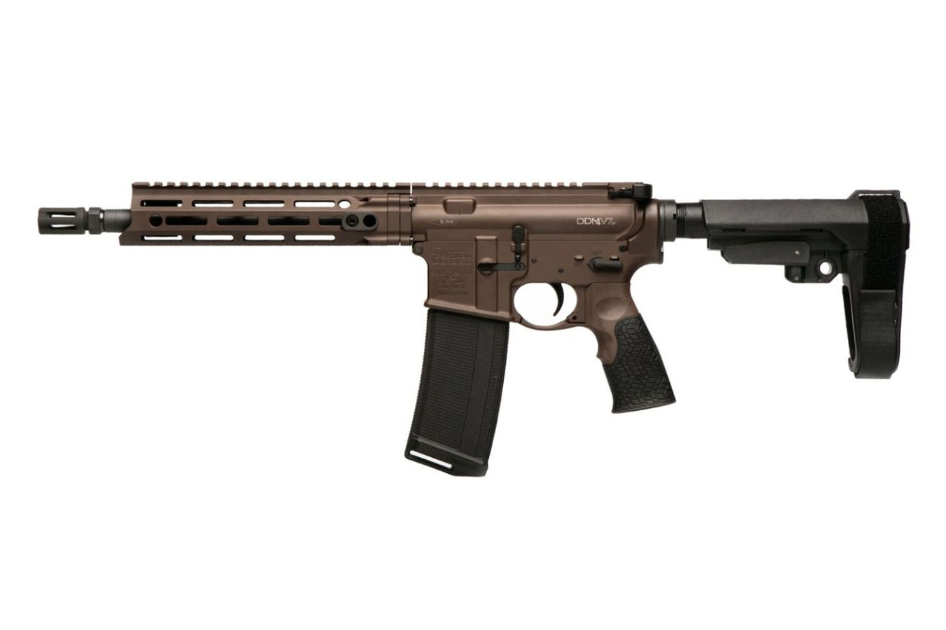 DANIEL DEFENSE DDM4 V7 P 5.56mm AR-15 Pistol with Mil Spec Plus Brown Finish and SBA3 Stabilizing Brace