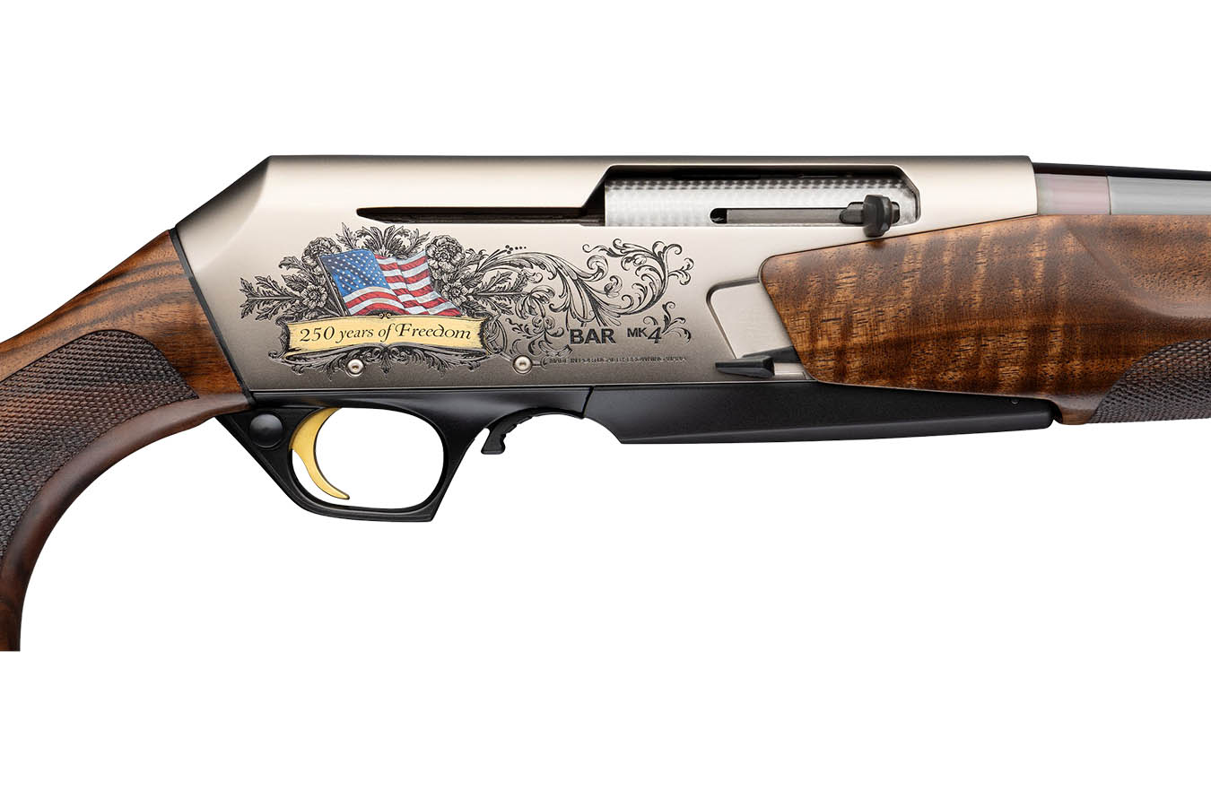 BROWNING FIREARMS BAR MK4 Medallion Americana 308 Win Semi-Auto Rifle with 250th Anniversary American Flag Engraving