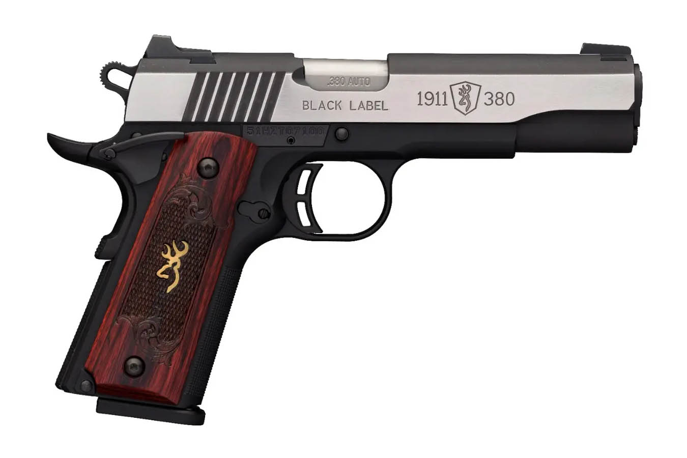 BROWNING FIREARMS 1911-380 Medallion Pro Full-Size 380 ACP with Checkered Rosewood Grips