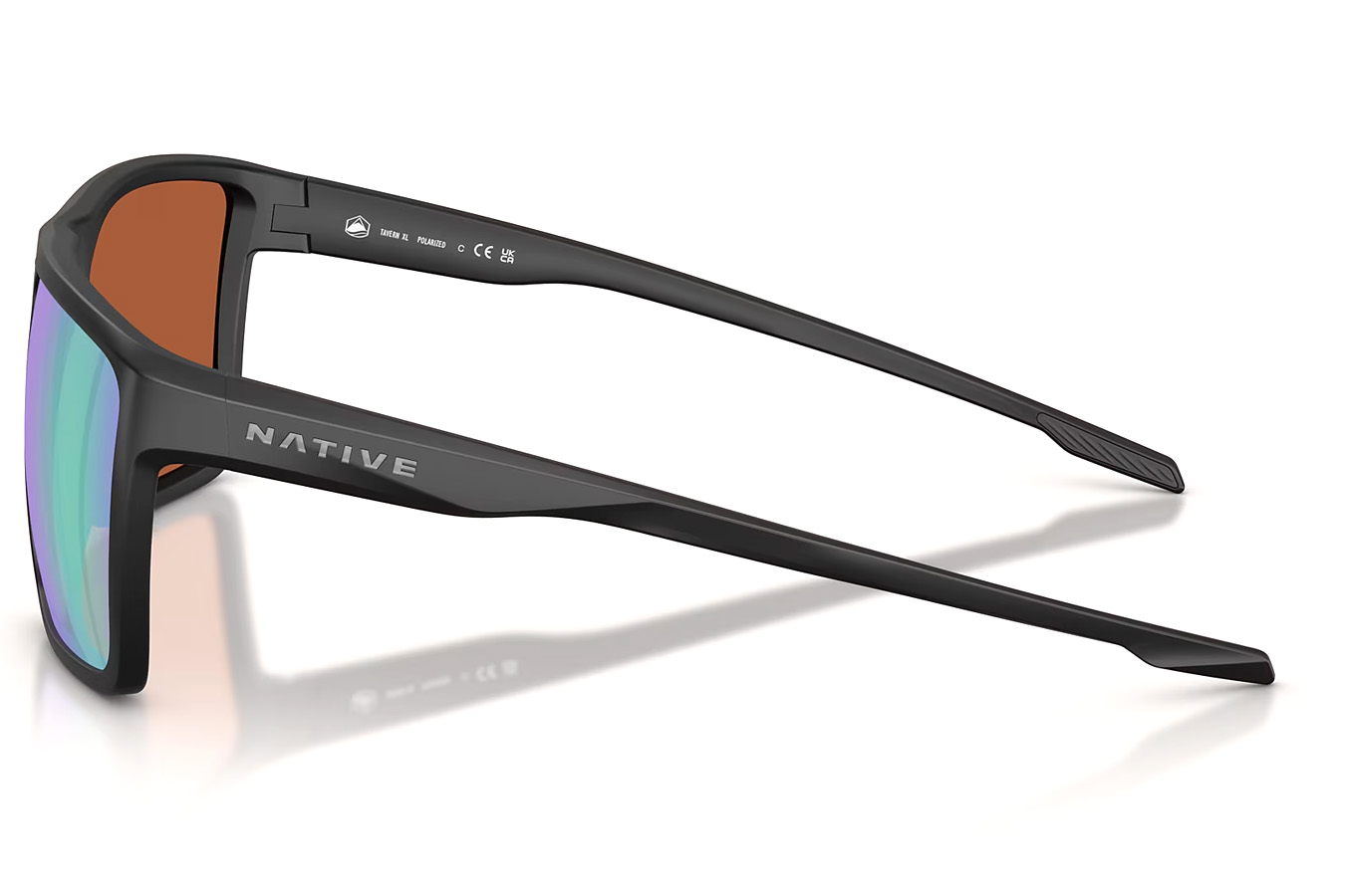 NATIVE EYEWEAR Tavern XL Matte Black with Green Reflex Polarized Lenses