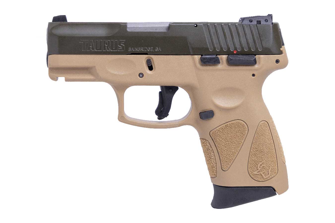 TAURUS G2C 9mm Compact Pistol with Tan Frame and Green Slide