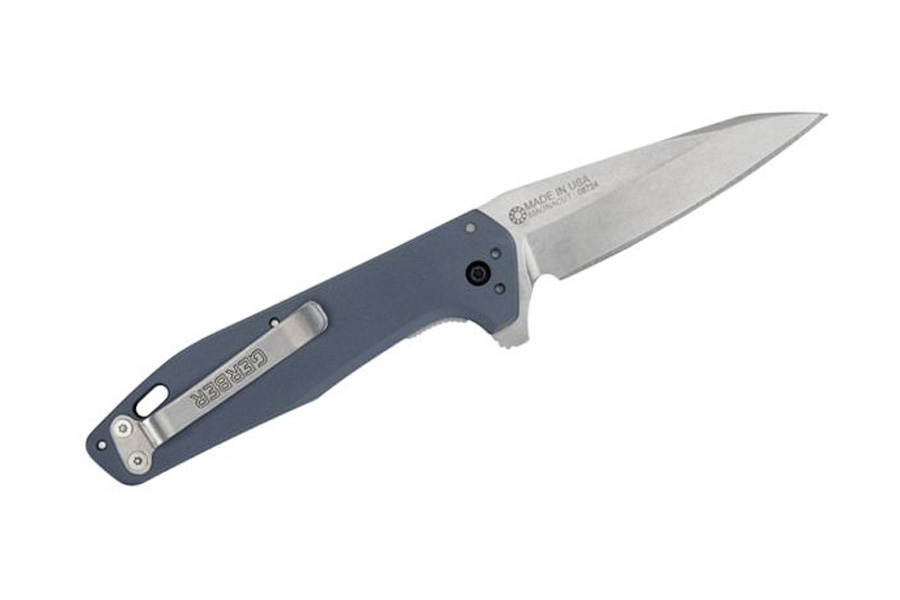 GERBER LEGENDARY Fastball Liner Lock Flipper Knife 3 Inch CPM-MagnaCut Stonewashed Wharncliffe Blade Blue Aluminum Handles