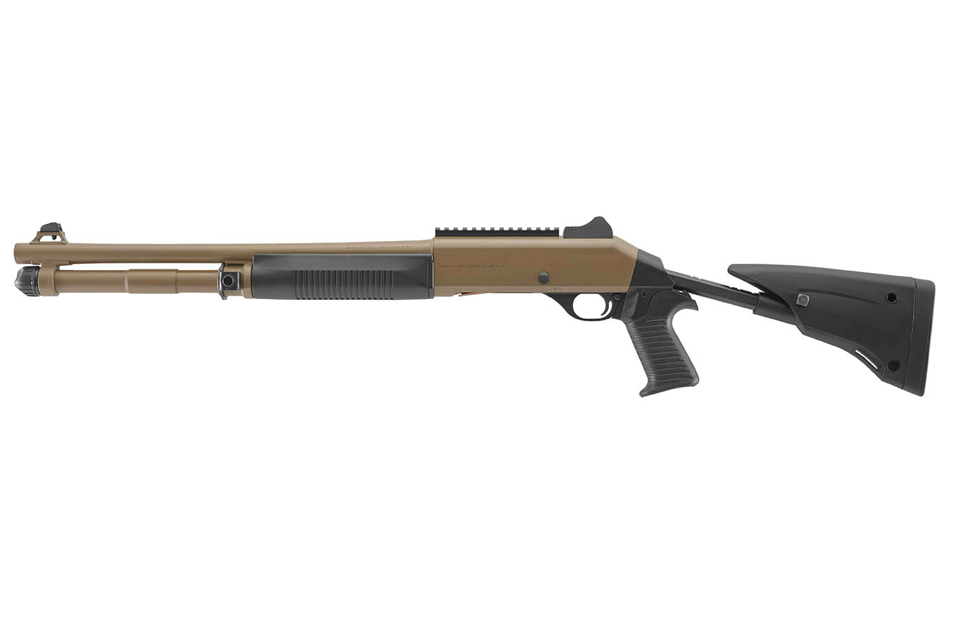BENELLI M4 EXT Tactical 12 Gauge Semi-Auto Shotgun with Black Synthetic Stock and Flat Dark Earth Cerakote Finish