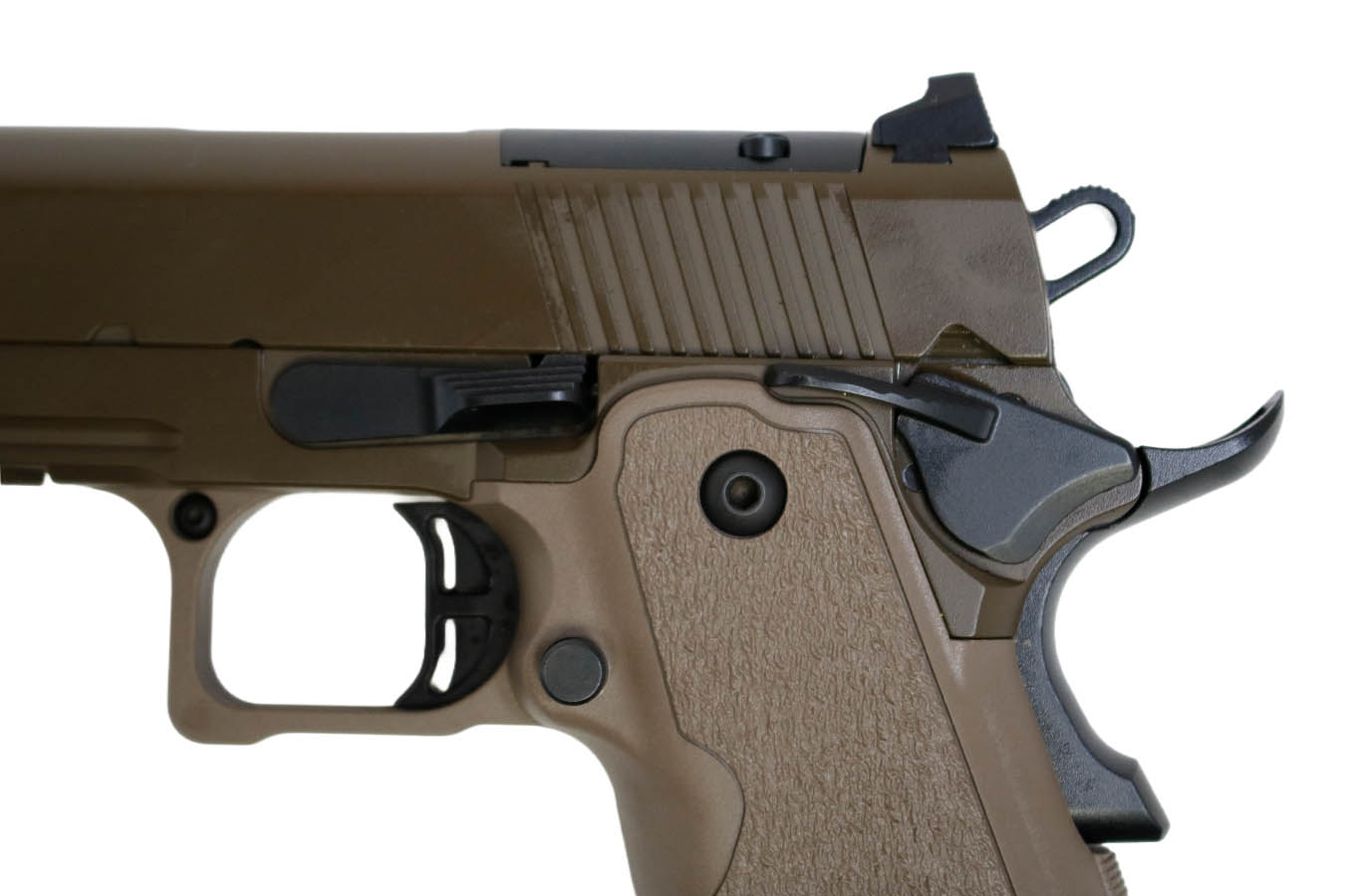 TISAS 1911 Duty DS 9mm Optic Ready Double Stack 1911 Pistol with FDE Frame and Patriot Brown Slide