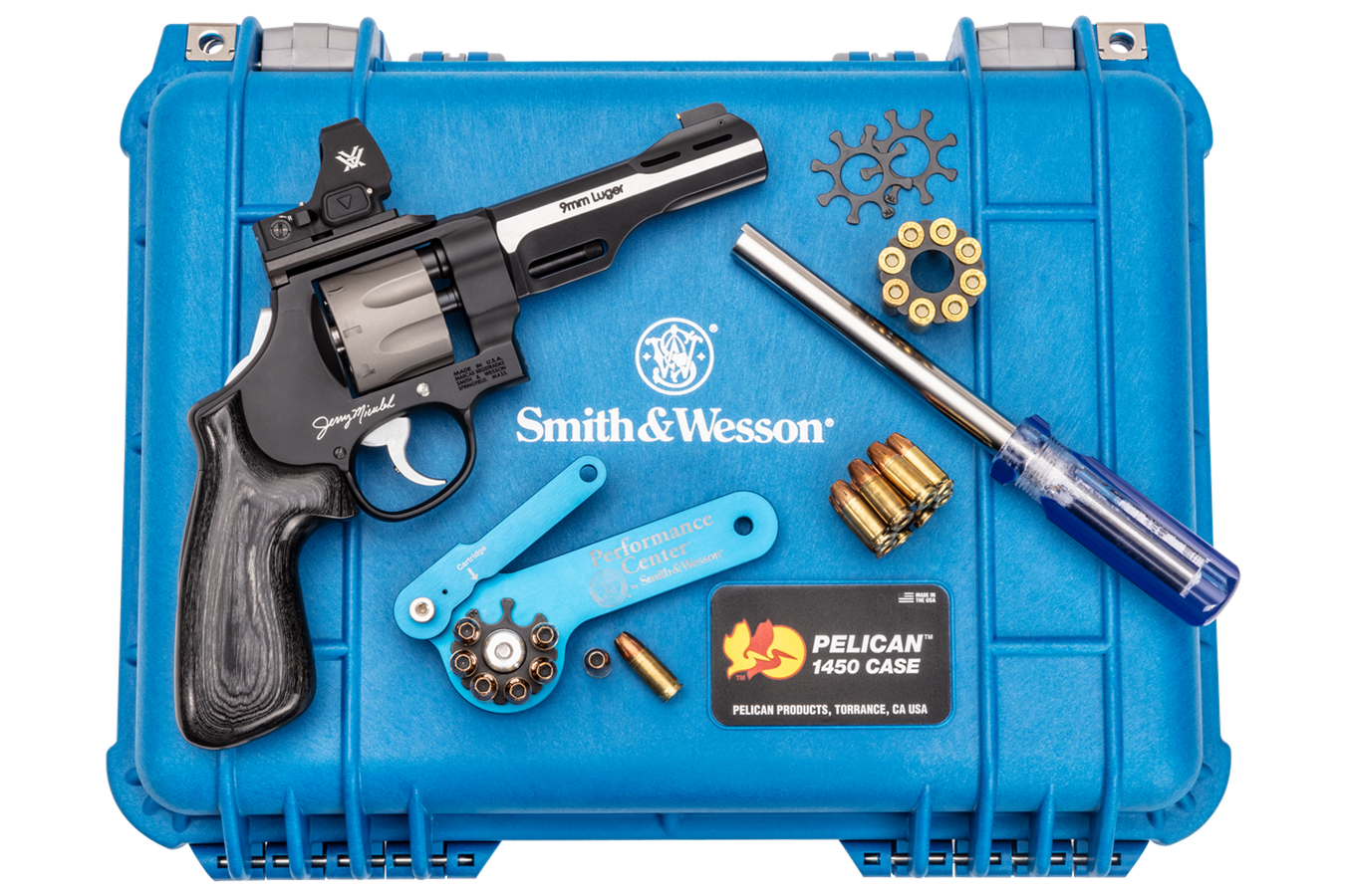 SMITH AND WESSON PC 327 WR Jerry Miculek World Record 9mm Revolver w/ Vortex Red Dot