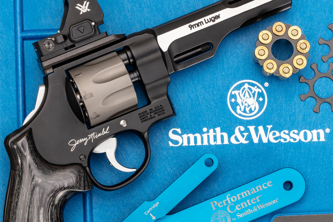 SMITH AND WESSON PC 327 WR Jerry Miculek World Record 9mm Revolver w/ Vortex Red Dot