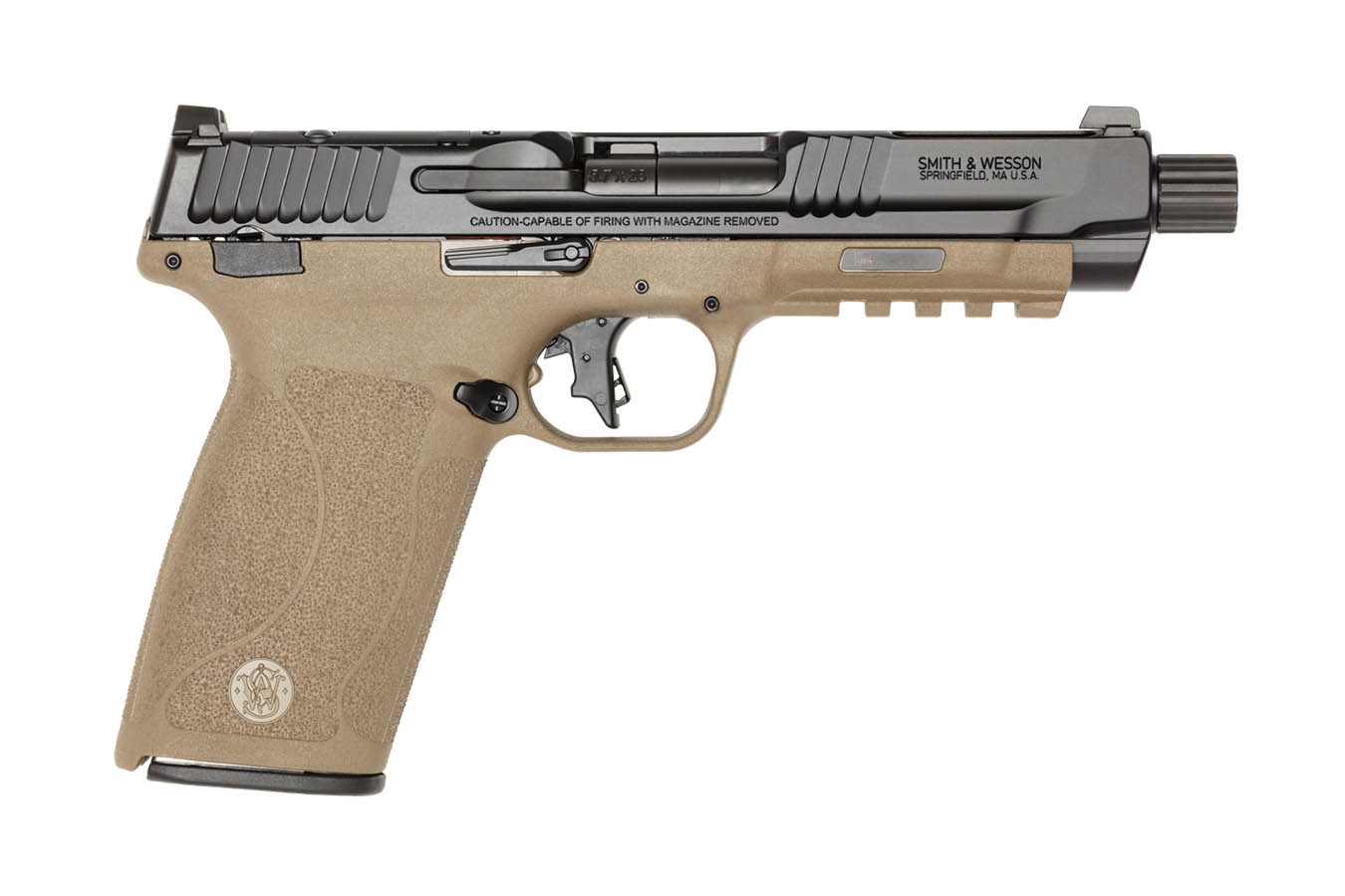 SMITH AND WESSON M&P 5.7 5.7x28mm Optic Ready Pistol with Two-Tone FDE Finish and Threaded Barrel