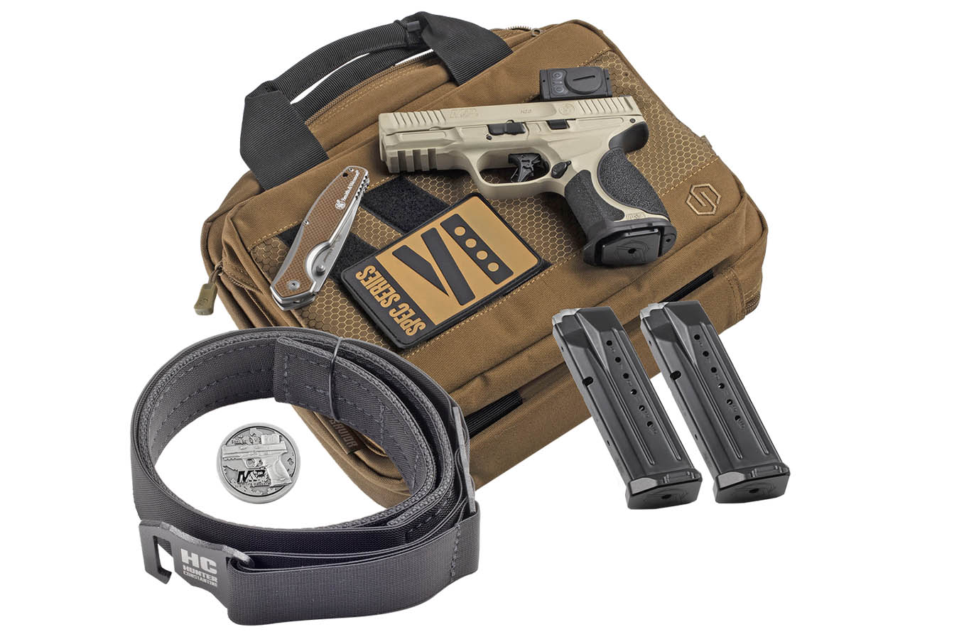 SMITH AND WESSON M&P9 M2.0 Metal Compact 9mm Spec Series VI Pistol with Aimpoint ACRO, Knife Coin and Patch