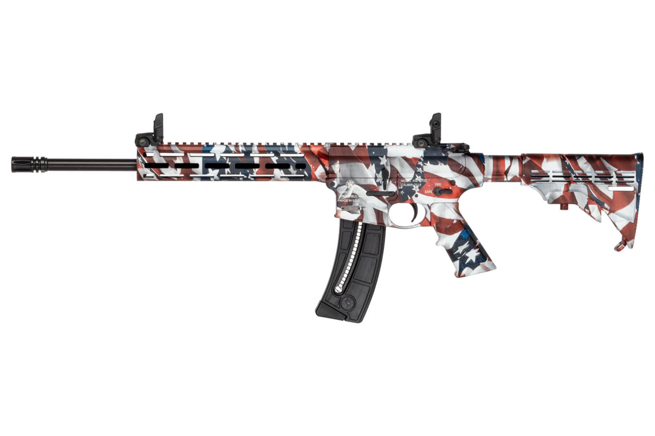 SMITH AND WESSON M&P 15-22 Sport 22LR Semi-Auto Rifle with Red, White and Blue American Flag Finish