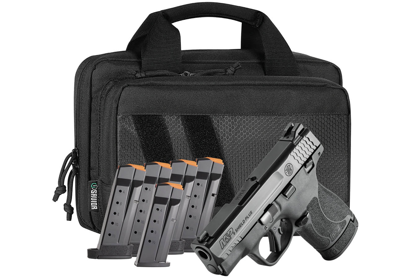 SMITH AND WESSON M&P9 Shield Plus 9mm Bundle with Six Magazines and Savior Pistol Bag