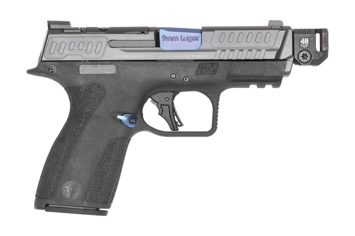 SMITH AND WESSON MP Shield X Performance Center 9mm Optic Ready Pistol with Bue PVD Controls and Compensator