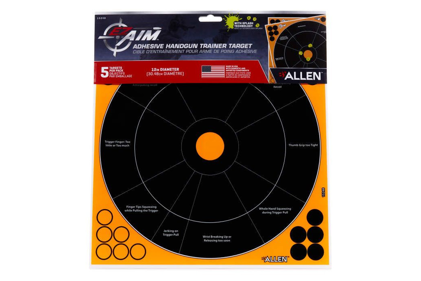 ALLEN COMPANY EZ AIM Adhesive Splash Handgun Trainers 12x12, 5-Pack