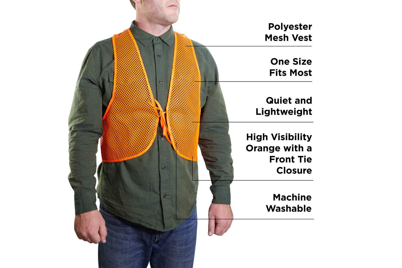 ALLEN COMPANY Hunter`s Vest OSFA Orange Polyester Mesh