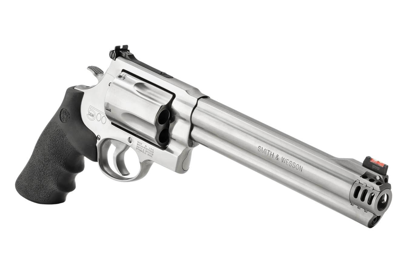 SMITH AND WESSON Model 500 500 SW Magnum Revolver with Hi-Viz Red Dot and Compensator
