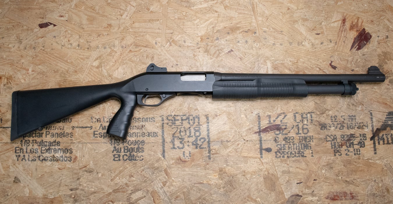 STEVENS 320 12 Gauge Pump-Action Police Trade-In Shotgun with Pistol Grip and Rifle Sights