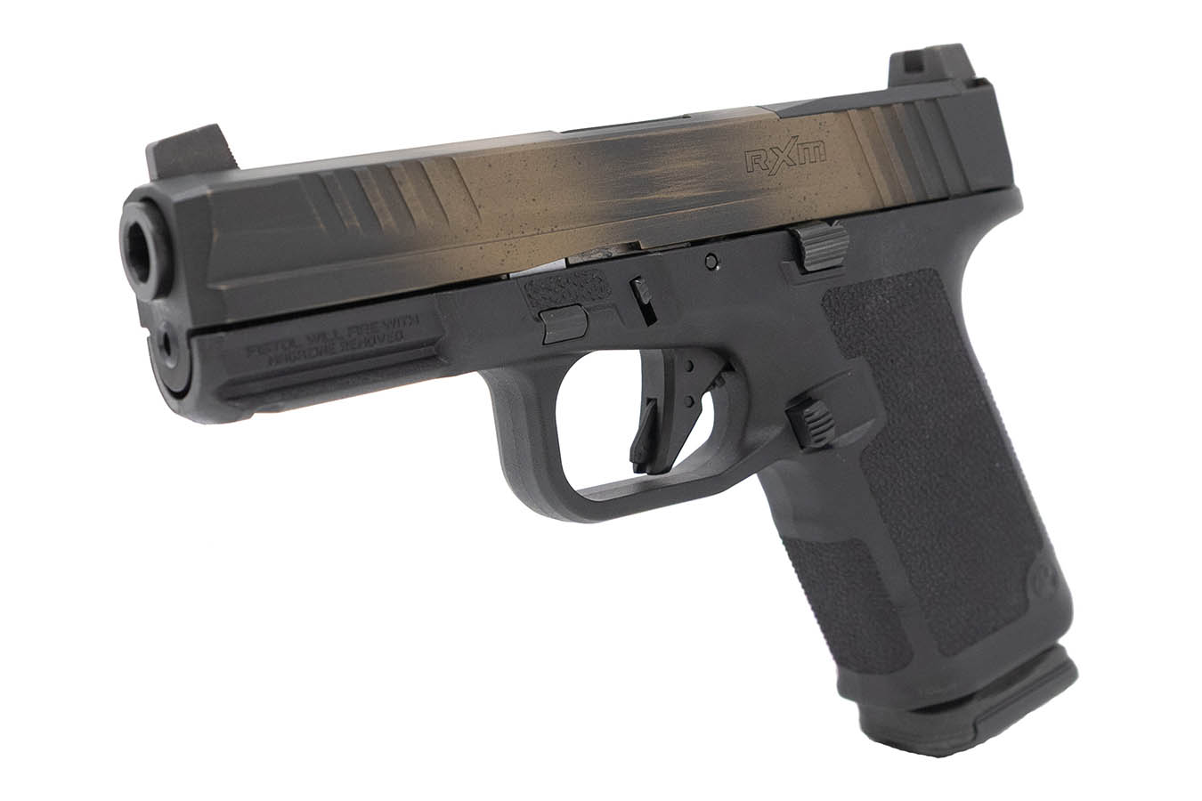 RUGER RXM 9mm Optic Ready Pistol with Black Frame and Black/Brushed Bronze Cerakote Slide