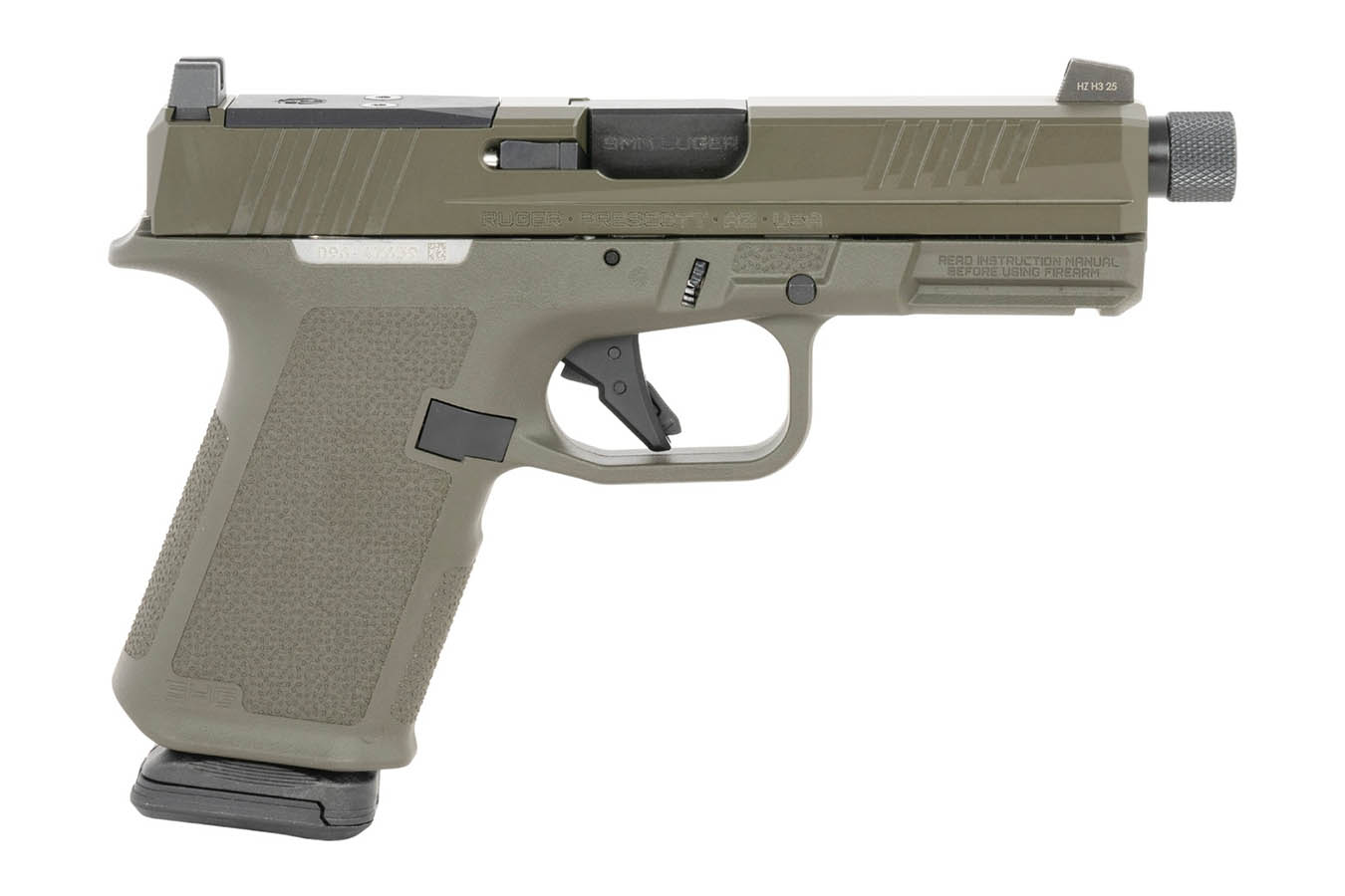 RUGER RXM 9mm Optic Ready Pistol with OD Green Frame/Slide and Threaded Barrel