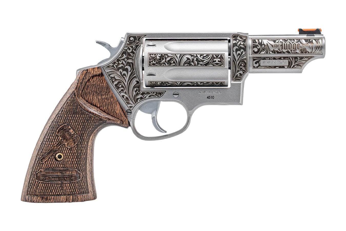 TAURUS Judge 20th Anniversary 45 LC / 410-Bore DA/SA Stainless Revolver with Engraved Scrolling
