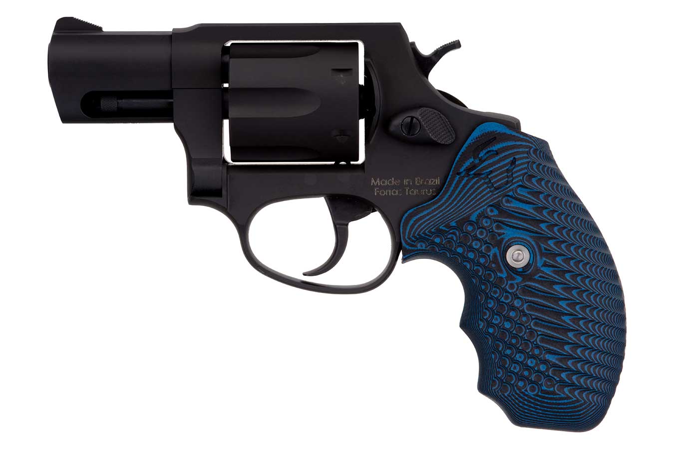 TAURUS 856 38 Special DA/SA Revolver with Black Oxide Finish and Blue Cyclone Grips