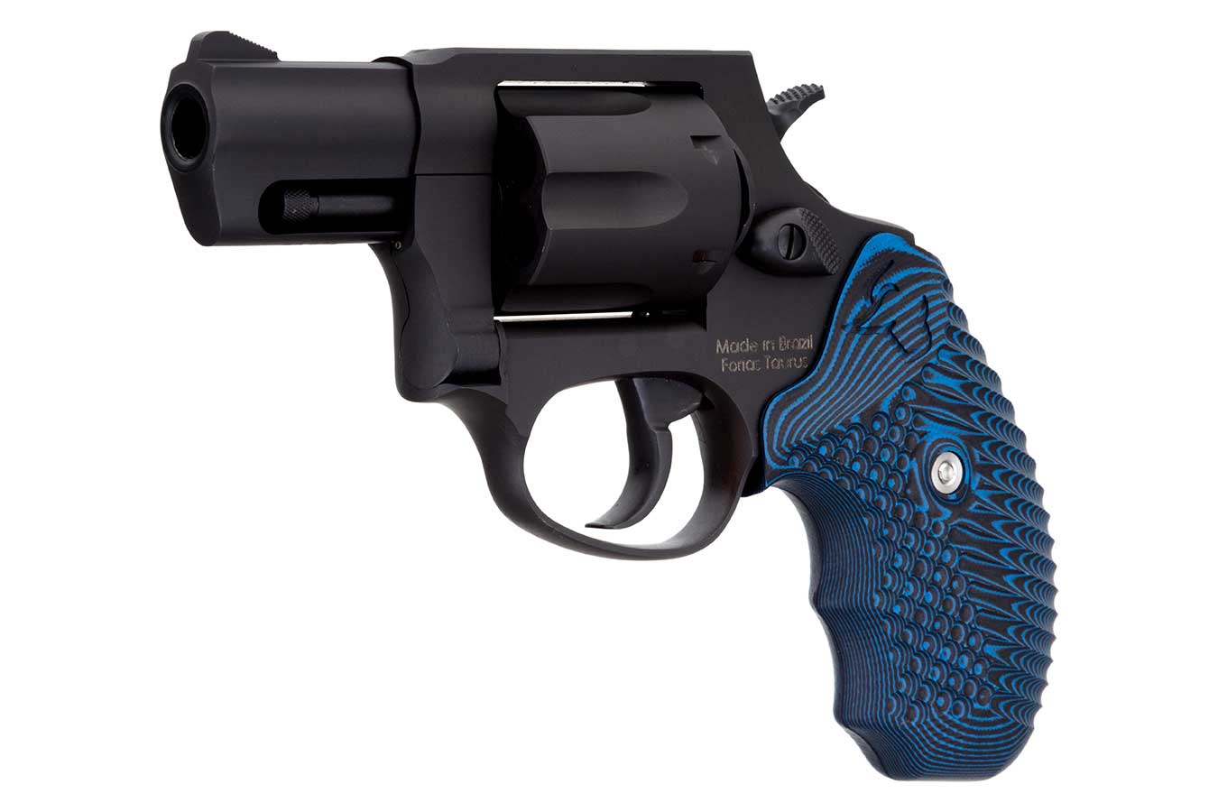 TAURUS 856 38 Special DA/SA Revolver with Black Oxide Finish and Blue Cyclone Grips