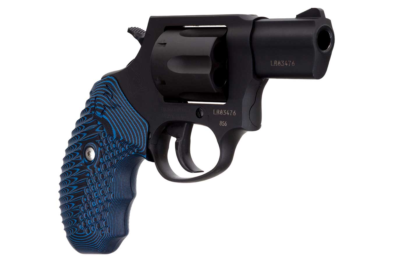 TAURUS 856 38 Special DA/SA Revolver with Black Oxide Finish and Blue Cyclone Grips