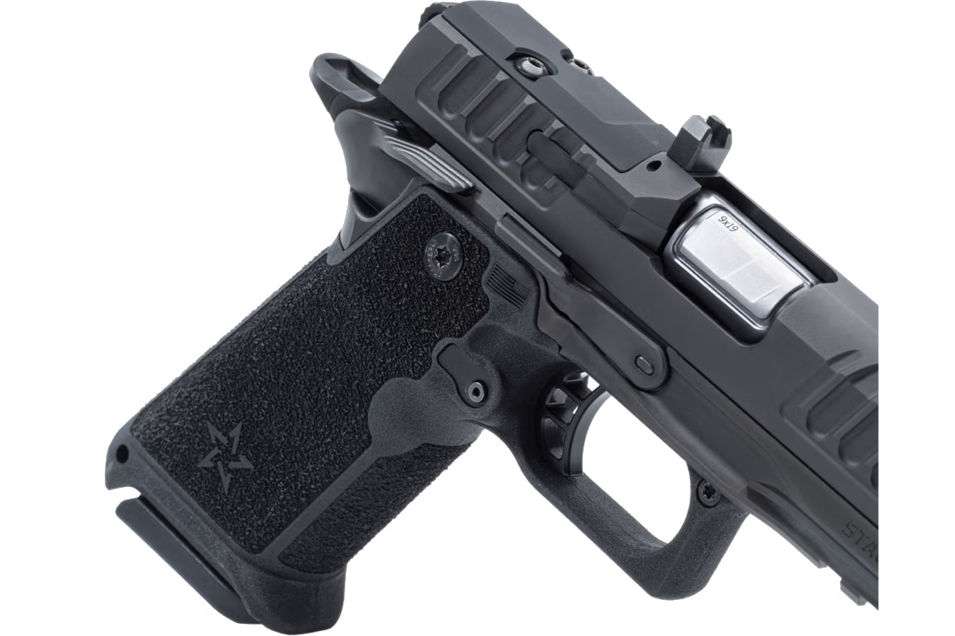 STACCATO HD P4 Duty Preferred 9mm 2011 Optic Ready Pistol with Trijicon Night Sights and 3 Magazines (Glock Mag Compatible)