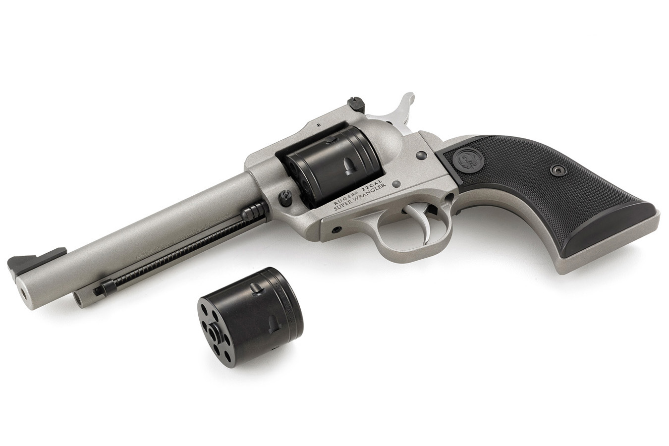 RUGER Super Wrangler 22LR/22 Magnum Revolver with Silver Cerakote Finish