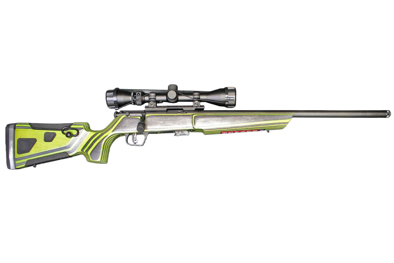 SAVAGE Mark II BVXP-SR 22LR Bolt-Action Rifle with Scope, Green Laminate Stock and Threaded Barrel