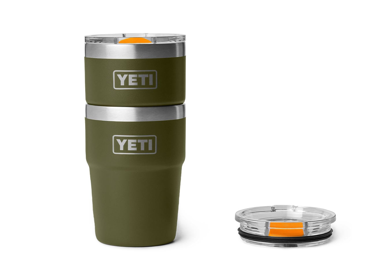 YETI COOLERS Rambler 16oz Stackable Pint Olive and King Crab Orange