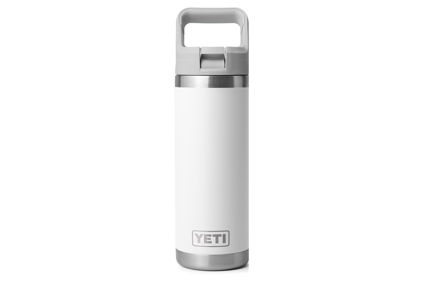 YETI COOLERS Rambler 18 oz Water Bottle White with Light Gray Straw Cap