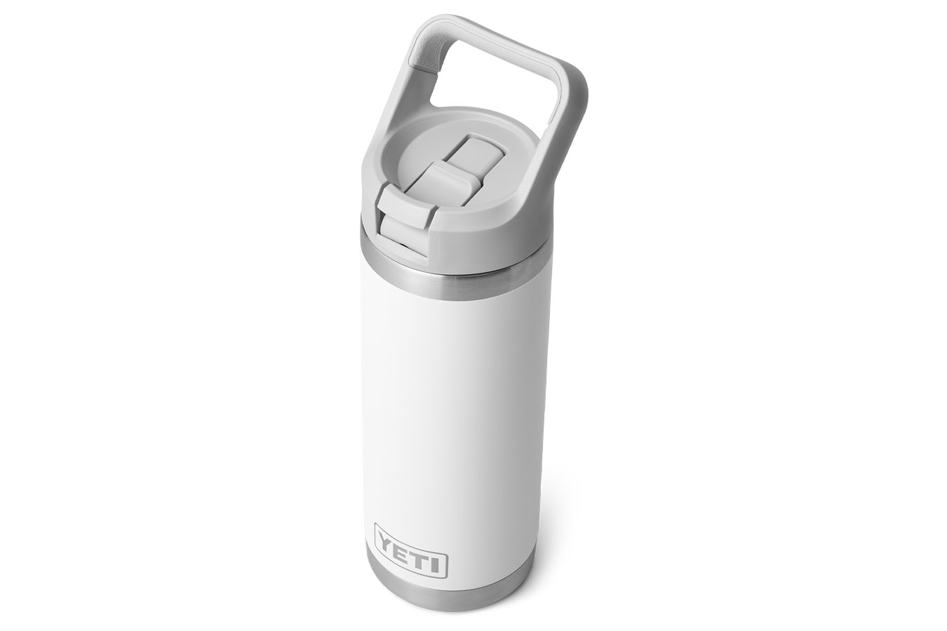 YETI COOLERS Rambler 18 oz Water Bottle White with Light Gray Straw Cap
