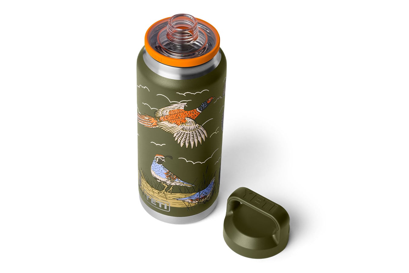 YETI COOLERS Rambler 36 Oz Water Bottle Chug Cap Upland Bird Olive