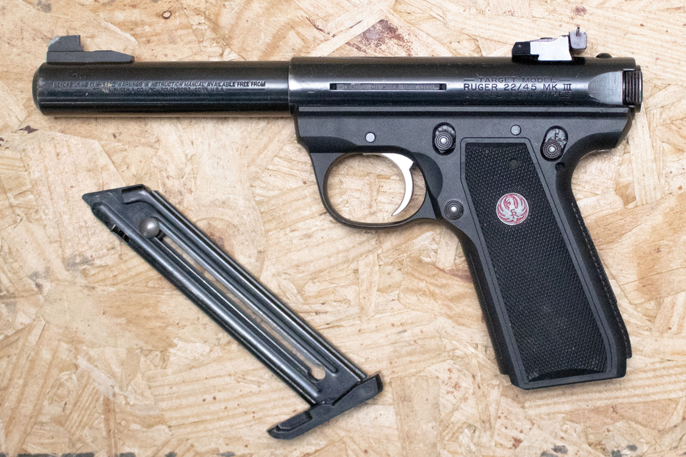 RUGER Mark III 22/45 Target 22LR Police Trade-In Pistol w/Bull Barrel and Polymer Frame