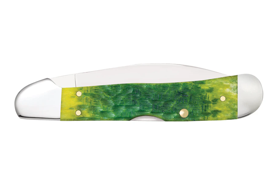 WRCASE Peach Seed Jig Green Apple Bone CopperLock Knife