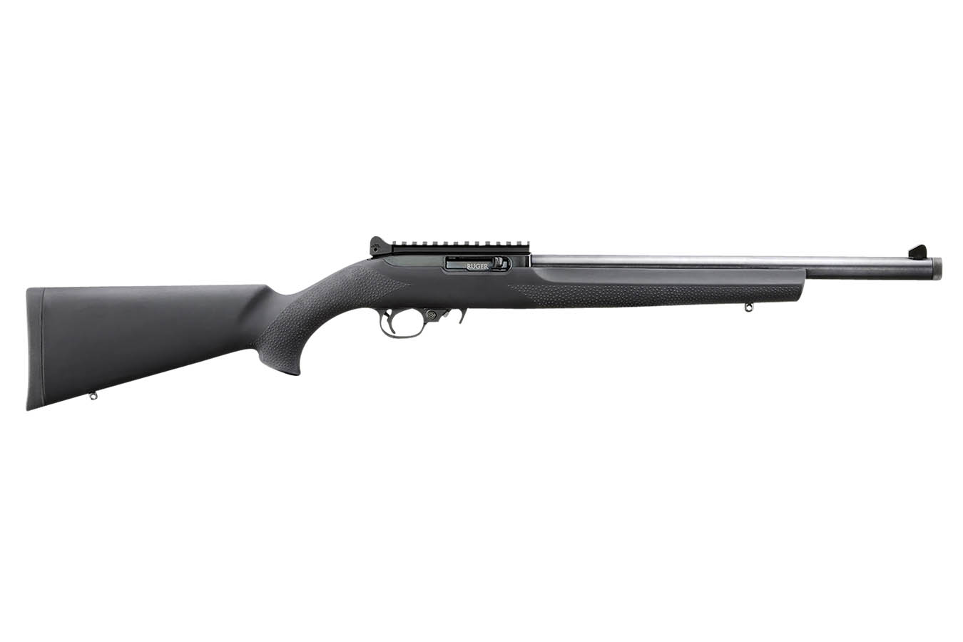 RUGER 10/22 22LR Rimfire Rifle with Black Hogue OverMolded Grip and Threaded Barrel